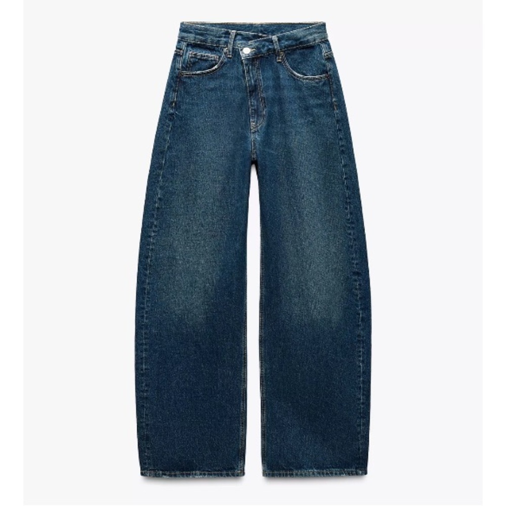 Zara Crossed Waist Wide Leg Jeans